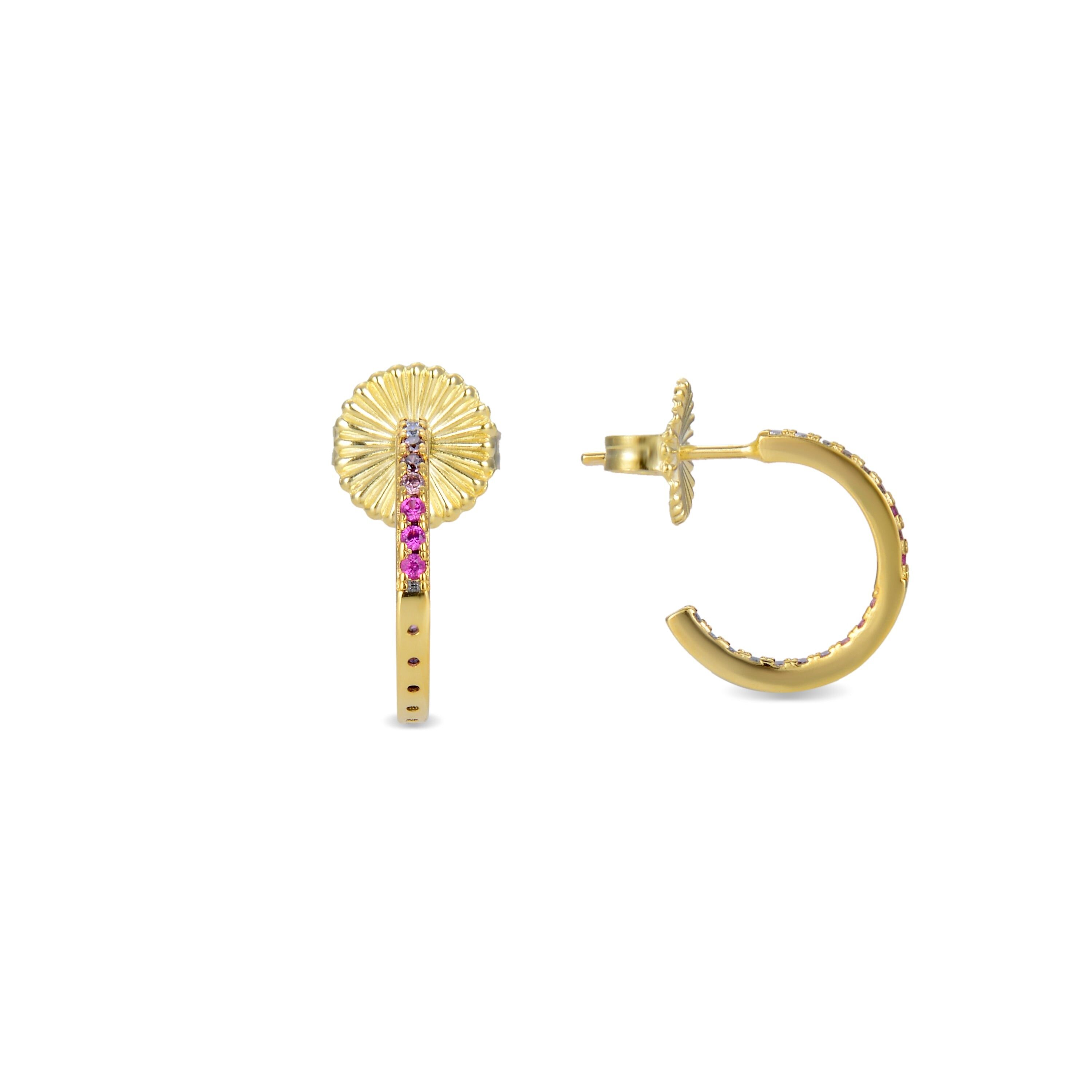 Orecchini Luxenter in argento sterling 925 con zirconi multicolor rifiniti in oro giallo 18 carati - Roa