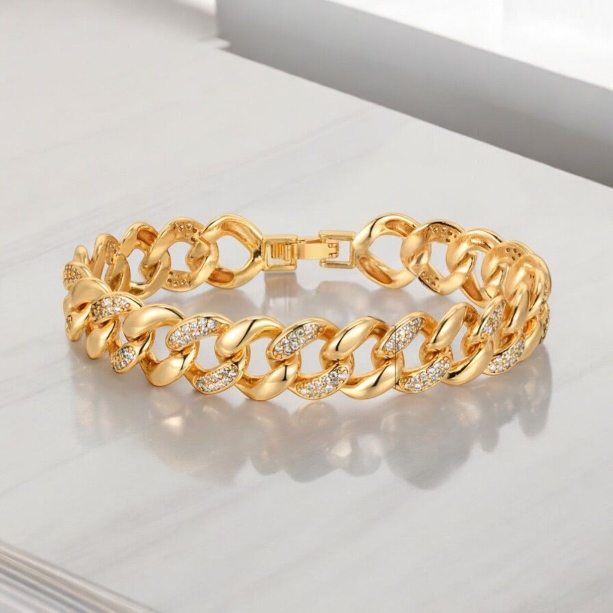 Bracelet Simon gold plated with zircons
