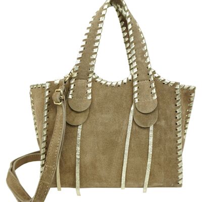 Ebony D4902 Fringed Split Leather Handbag