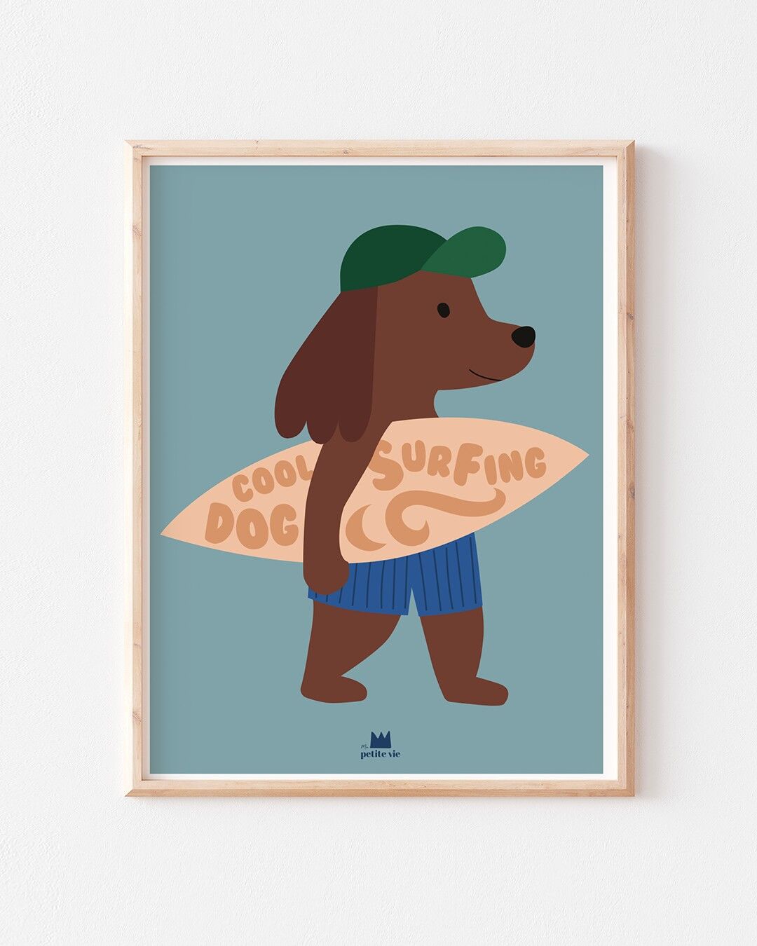 Póster - Perro surfista genial - gorra (30 x 40 cm)