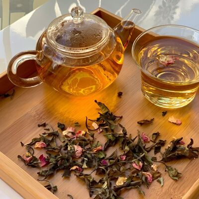 Tè bianco - Pomelo bianco ／ Tè del Vietnam, bacche di Timur e petali di rosa