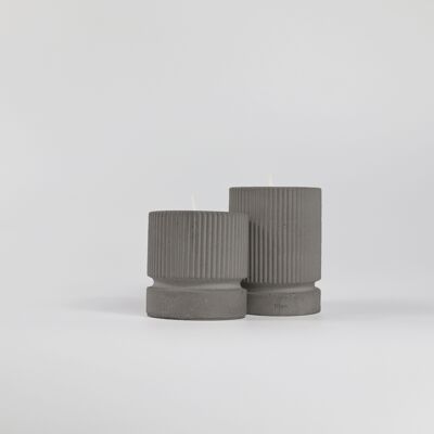 Victoria Pillar Tea Light Set - Grey Concrete