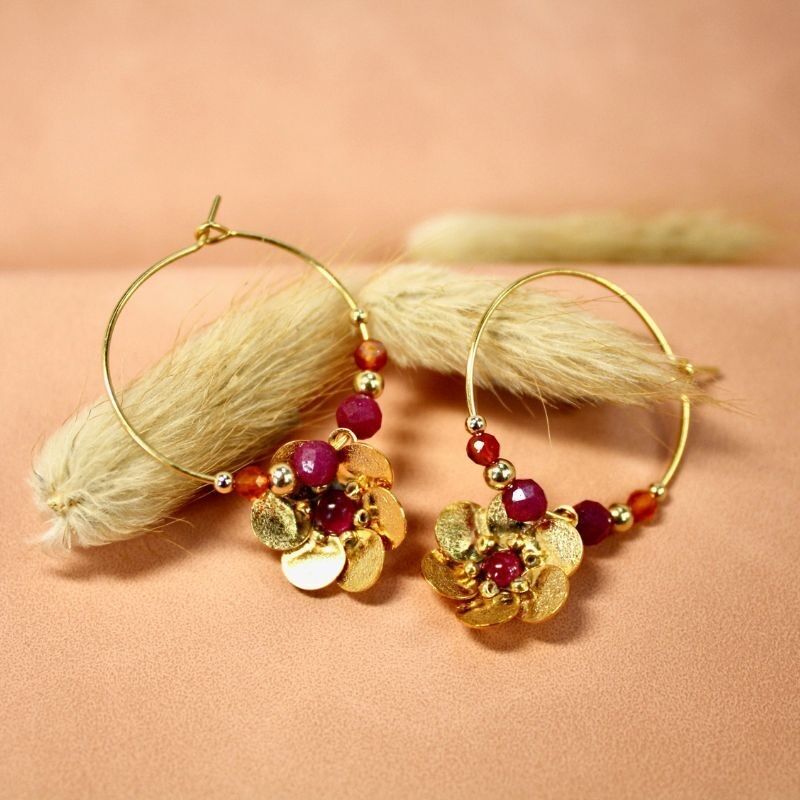 Olga – Creolen aus Granat, Rubin und Karneol