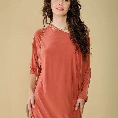 Short dress with 3/4 sleeves in rust - Achley