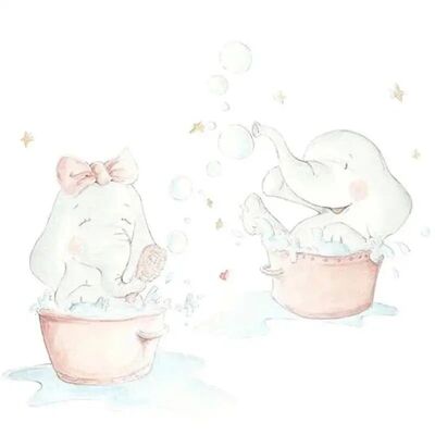 Vinile decorativo per bambini ELEFANTI NEL BAGNO - SOGNI DI CICOGNA