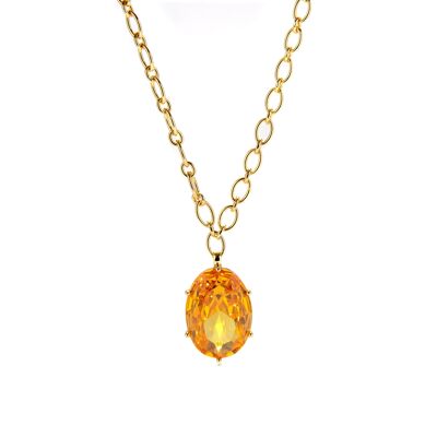 Collana Luxenter in argento sterling 925 con Padparadscha rifinita in oro giallo 18 carati - Jadir