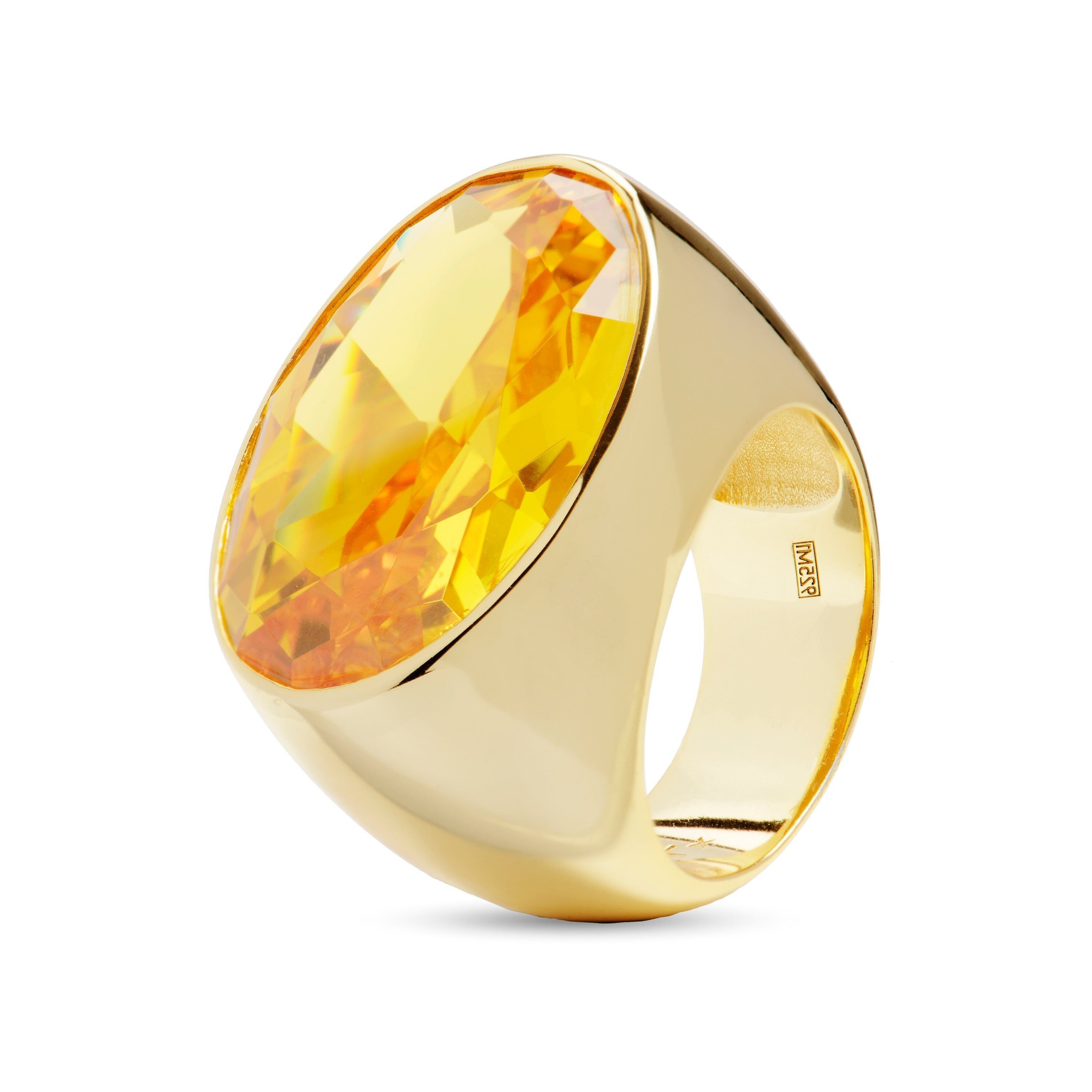 Anello Luxenter in argento sterling 925 con Padparadscha rifinito in oro giallo 18 carati - Jadir