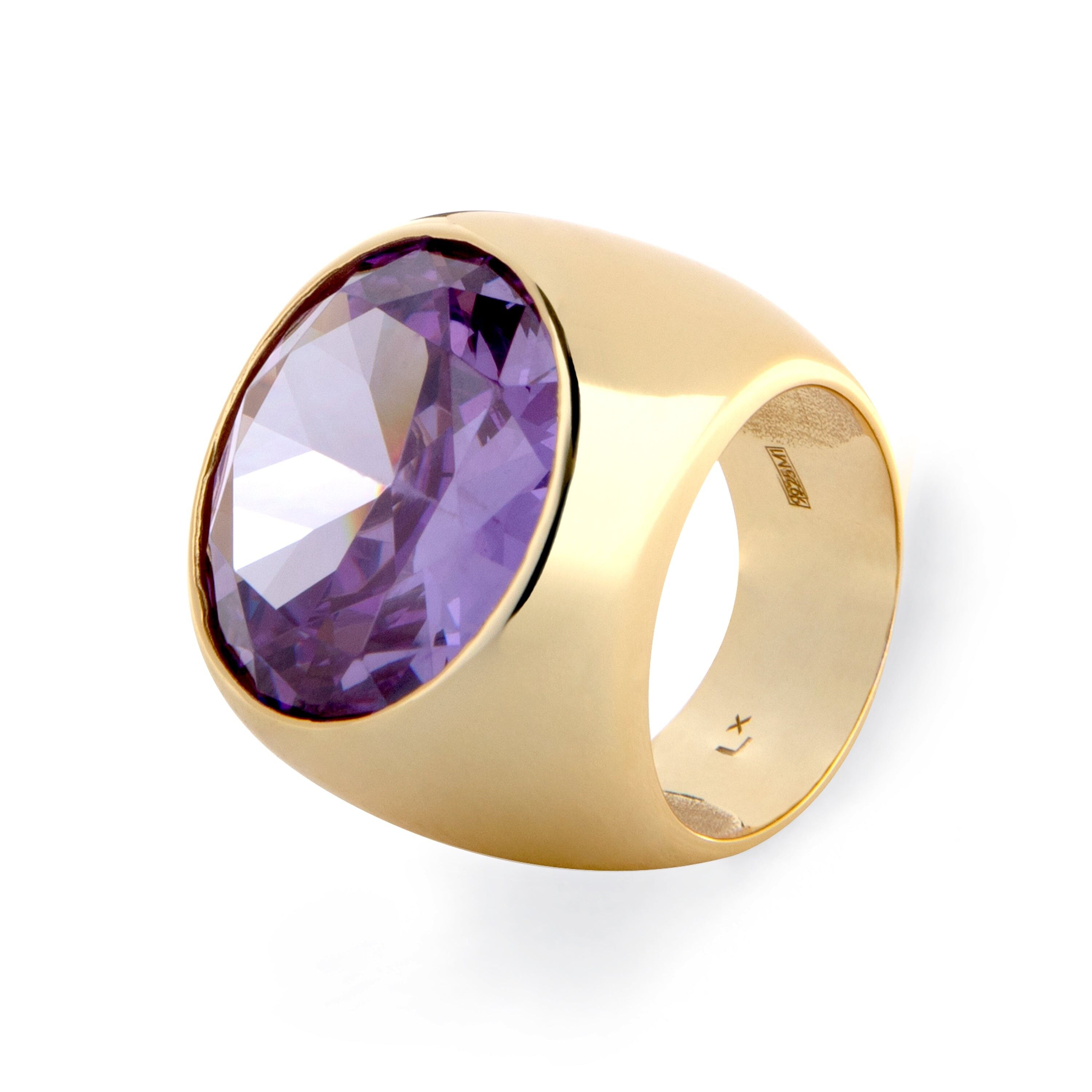 Anello Luxenter in argento sterling 925 con zirconi morganite rifiniti in oro giallo 18 carati - Nalin