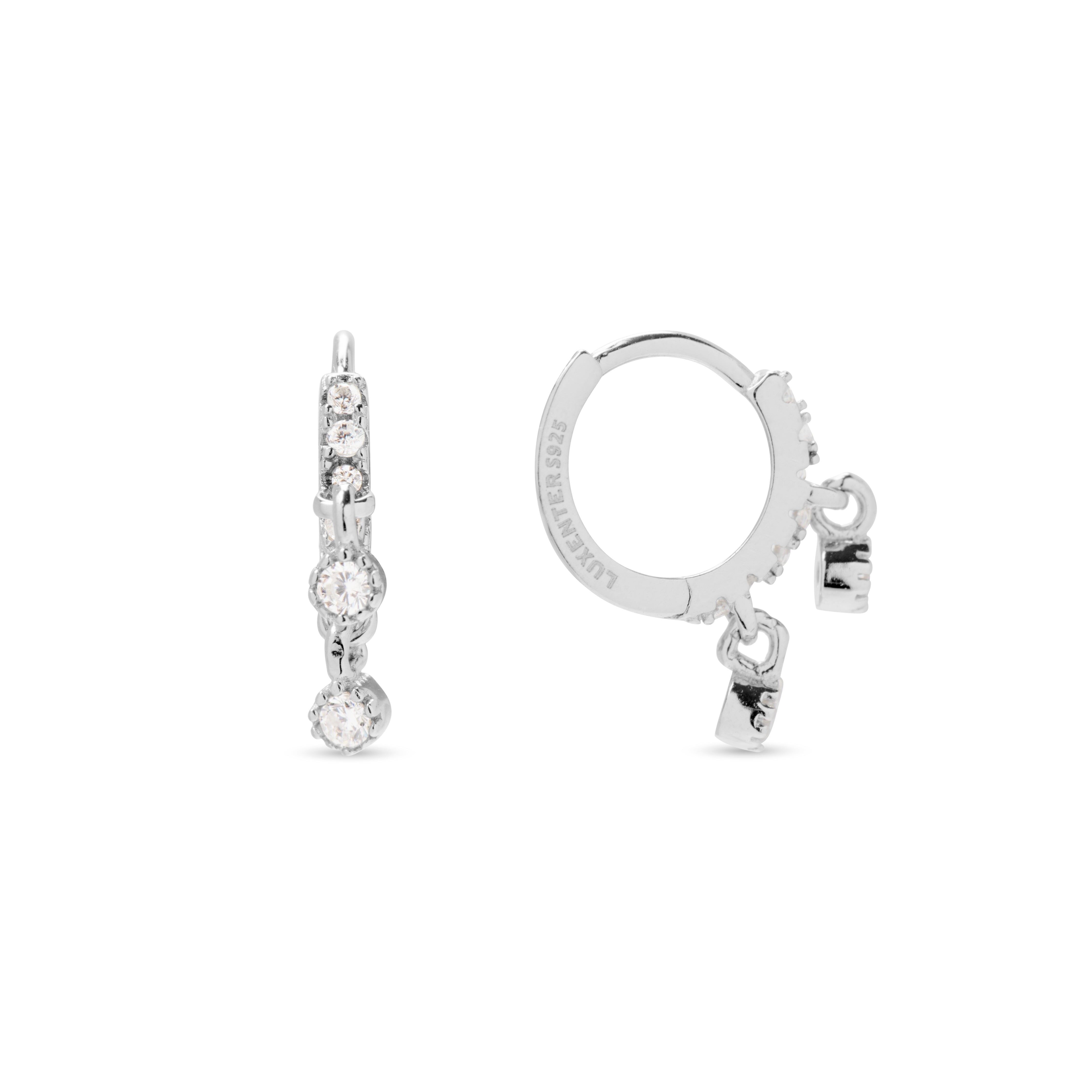 Orecchini Luxenter in argento sterling 925 con zirconi lucenti rifiniti in rodio - Damra