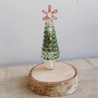 Adorno de vidrio para árbol de Navidad - Moteado verde esmerilado - Moteado verde esmerilado mediano mediano