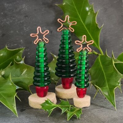 Adorno de cristal para árbol de Navidad - Verde y rojo Pequeño verde y rojo
