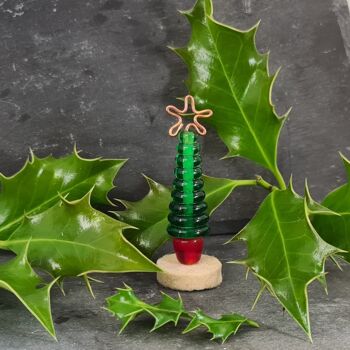 Ornement de Sapin de Noël en Verre - Vert et Rouge Vert Moyen et Rouge 2