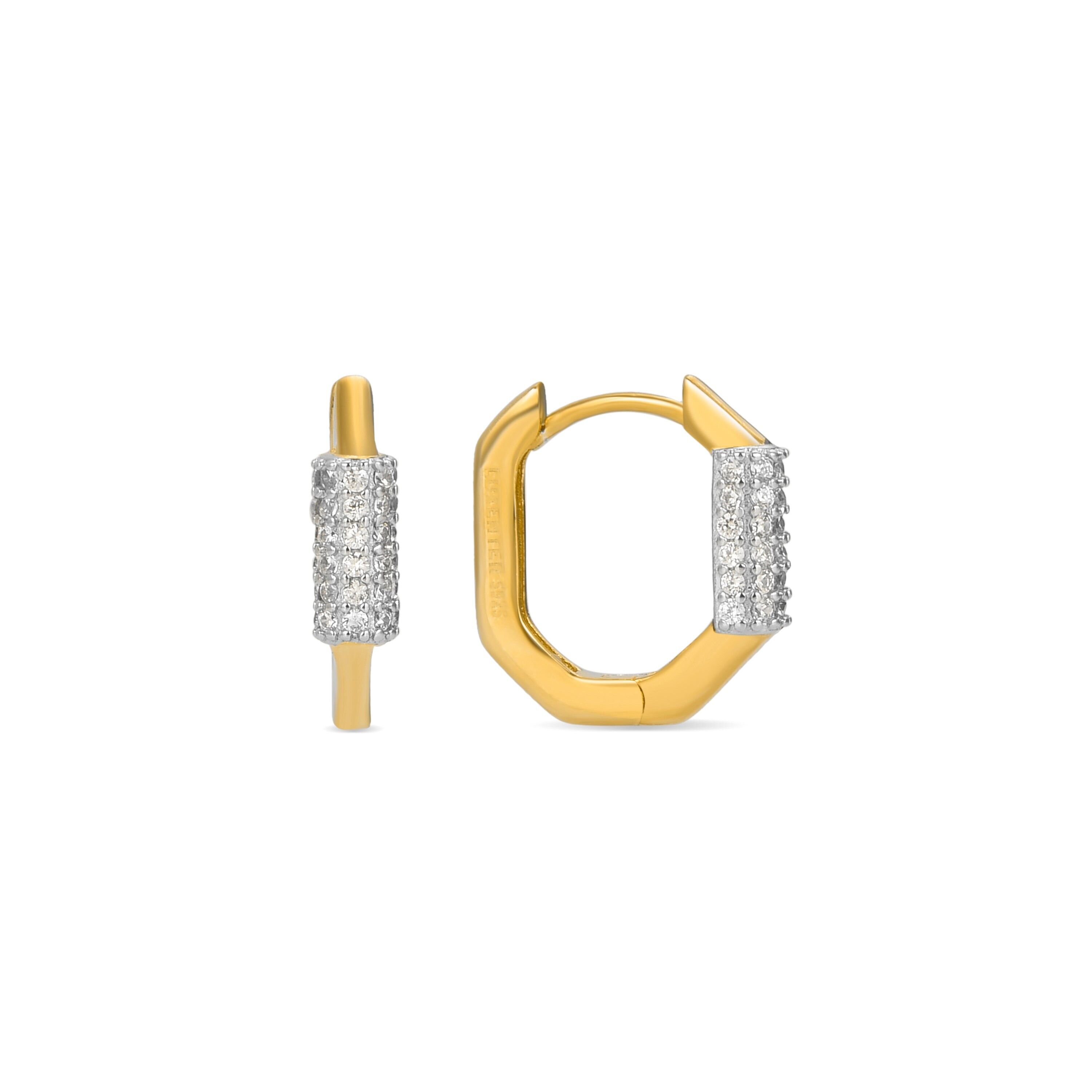 Orecchini Luxenter in argento sterling 925 con zirconi lucenti rifiniti in oro giallo 18 carati - Sthyha