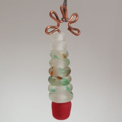 Ornamento per albero di Natale in vetro, da appendere - Macchiolina rossa e verde smerigliata Grande appesa - Macchiolina rossa e verde smerigliata