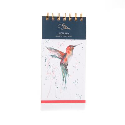 Blocco note con disegno ad acquerello del colibrì della foresta pluviale