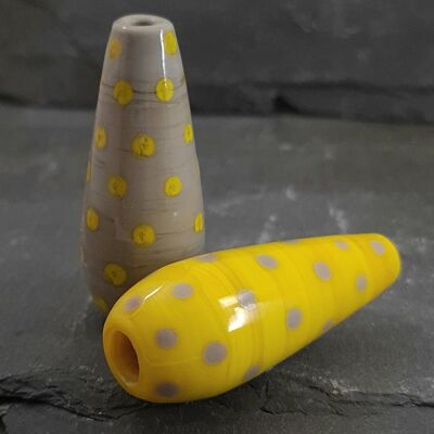 Limited Edition 2021 Polka Dotty Collection - Light Pull Standard 4cm Yellow with grey spots