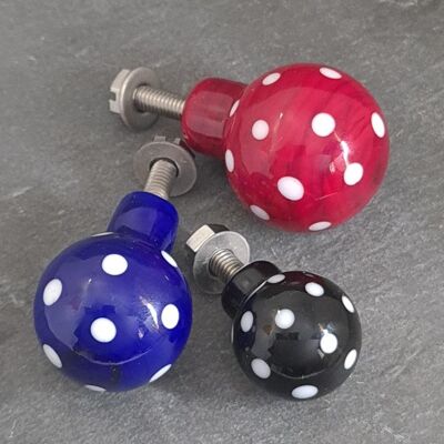 Polka Dotty Drawer Pulls and Door Knobs Small 18mm Red