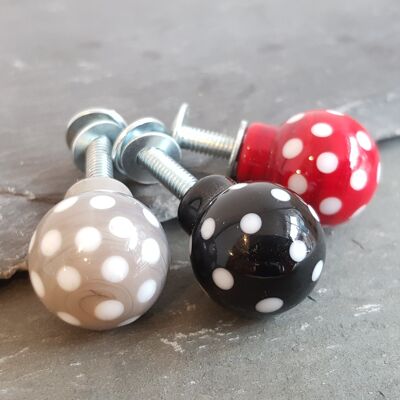 Poignées de tiroir et boutons de porte Polka Dotty Medium 22mm Rouge