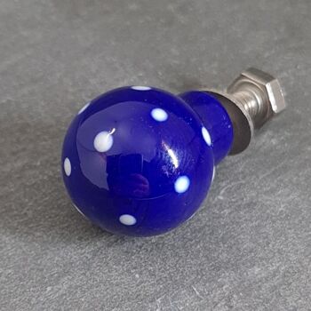 Poignées de tiroir et boutons de porte Polka Dotty Small 18 mm Bleu cobalt 2