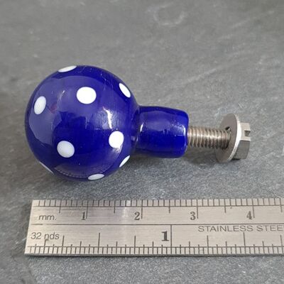 Polka Dotty Drawer Pulls and Door Knobs Medium 22mm Cobalt Blue