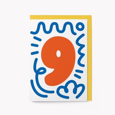 9no cumpleaños - Tarjeta de felicitación