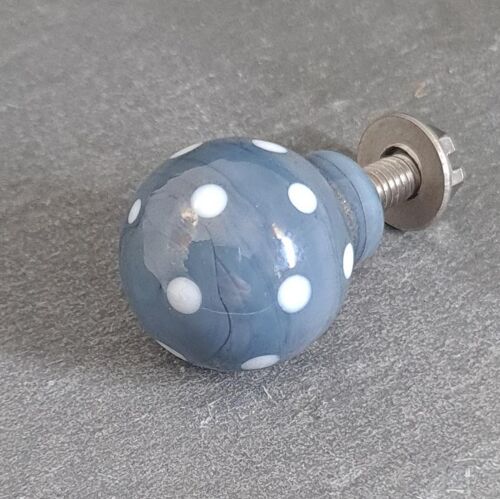 Polka Dotty Drawer Pulls and Door Knobs Medium 22mm Denim