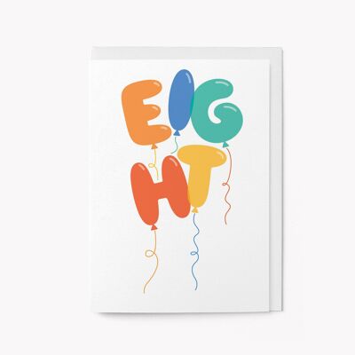 Ocho - Tarjeta de cumpleaños para niños
