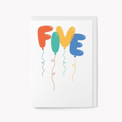 Cinco - Tarjeta de cumpleaños para niños