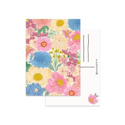 Ansichtkaart - illustrazioni patroon/print gekleurde bloemen