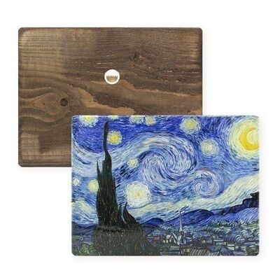 Riproduzione su legno ecologico, 30x19cm, Notte stellata, van Gogh