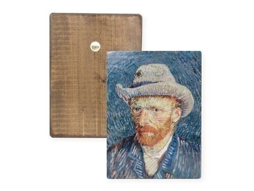 Reproduction on ecological wood, 30x19cm, Selfportrait, van Gogh