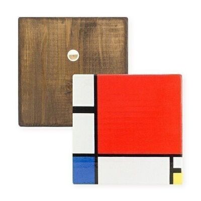 Reproduction sur bois écologique, 19x19cm, Mondriaan