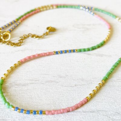 Collana di perle, collana in acciaio inossidabile, girocollo C040