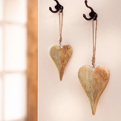 lot suspension coeur en bois