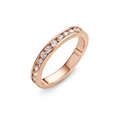 Silver ring 3mm with 2mm white zirconia channel setting rosegold plated