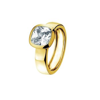 Bague en argent serti clos zircone carré blanc 10mm plaqué or 1