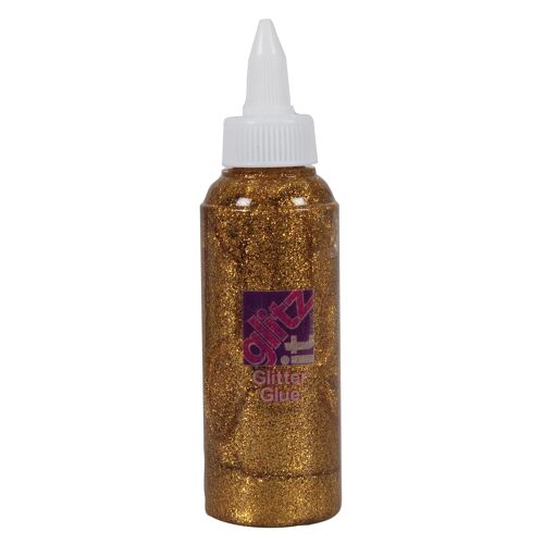 Glitz it Glitter Glue, Dark Gold, 120ml, Twist Nozzle Bottle, Ideal Kids Craft, Shimmer Glue for Art & Craft Projects, Wedding Invitations, Card Making, Art Set, Glue Creative Ideas