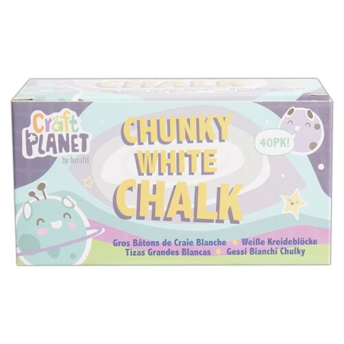 Craft Planet Chunky Chalk, White, Pack Of 40, Art & Craft Fun For Kids, Drawing, Pavement, Playground, School, Home, Garden, Games, Paper