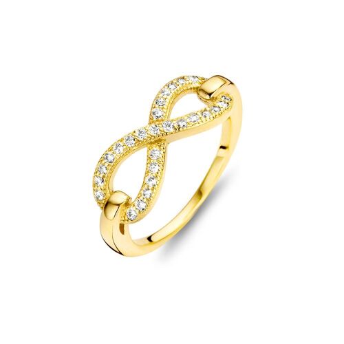Silver ring with infinity white zirconia gold plated
