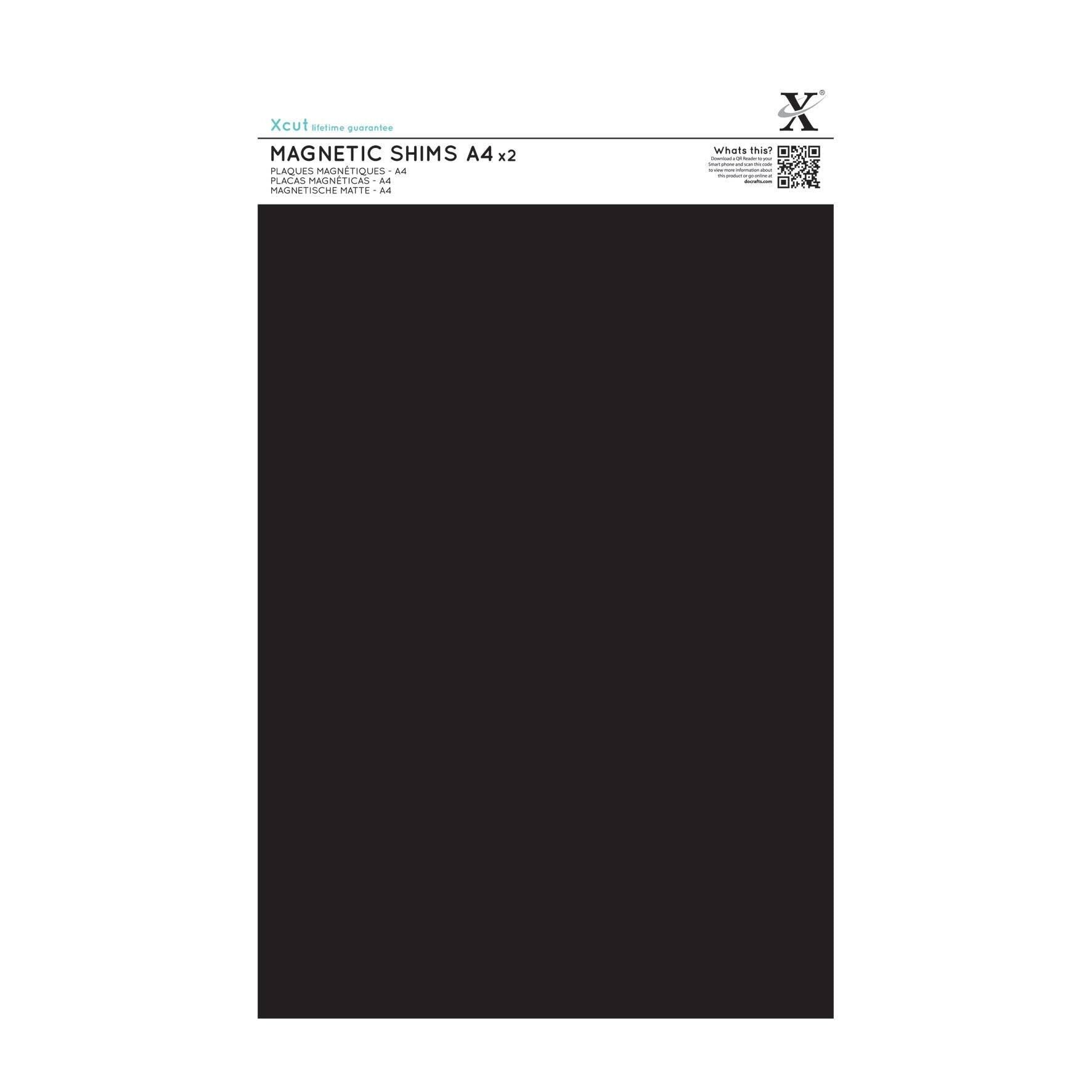 Xcut Magnetische Unterlegscheibe, selbstklebende Rückseite, 2er-Pack, schwarz, A4, magnetische Unterlegscheibe mit selbstklebender Rückseite zur Kombination mit Bastelstanzformen und Stanzmaschinen, ideales Zubehör für die Kartenherstellung und Scrapbooking