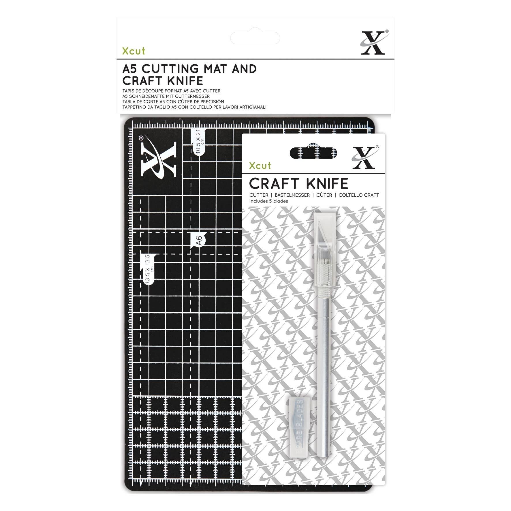 Xcut-Schneidematte und Bastelmesser-Set, Schwarz und Silber, A5, Werten Sie Ihren Werkzeugkasten und Ihr Heimwerkzeugset auf, das sich perfekt zum Basteln eignet, erweitern Sie Ihren Bastelvorrat und ergänzen Sie Ihre Bastelwerkzeugsammlung