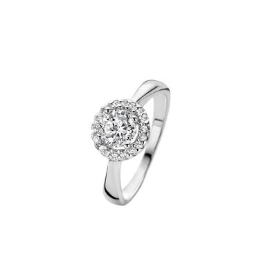 Silver ring with 6mm white zirconia rhodium plated