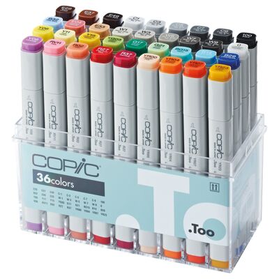COPIC Classic Coloured Marker Pen - Set of 36 (Basic), For Art & Crafts, Colouring, Graphics, Highlighter, Design, Anime, Professional & Beginners, Art Supplies & Colouring Books