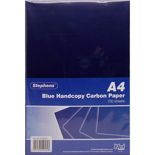Stephens Spezialqualität-Kohlepapier für Schreibmaschinen, blau, A4, 100 Blatt, zum Nachzeichnen, Drucken, Übertragen oder Kopieren, ideal für Klassenzimmer, Zuhause und Büro