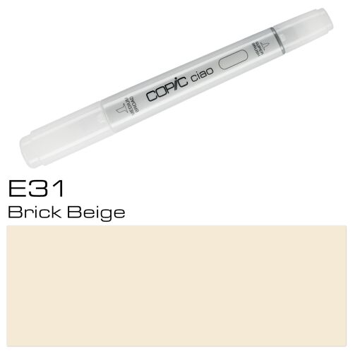 COPIC Ciao Coloured Marker Pen - (E-31) Brick Beige, For Art & Crafts, Colouring, Graphics, Highlighter, Design, Anime, Professional & Beginners, Art Supplies & Colouring Books