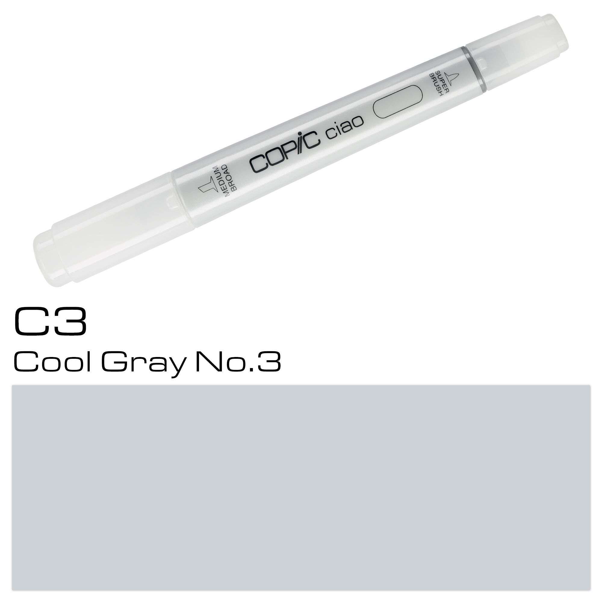 COPIC Ciao Farbmarkerstift – (C-3) Cool Gray Nr.3, Für Kunst & Handwerk, Ausmalen, Grafiken, Textmarker, Design, Anime, Profis & Anfänger, Künstlerbedarf & Malbücher