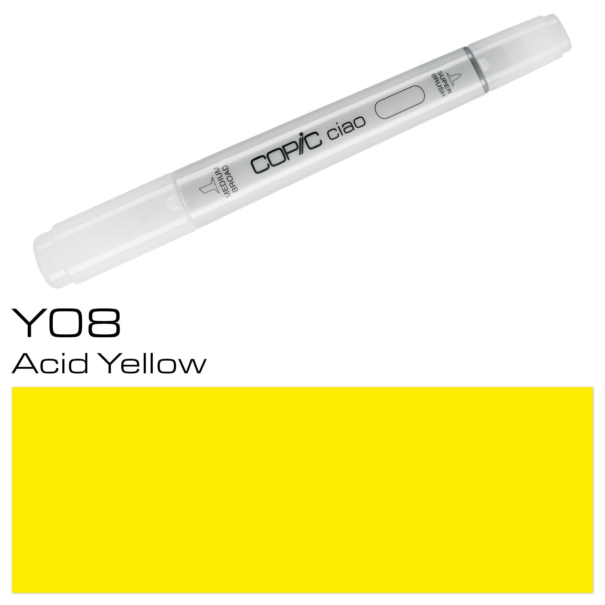 COPIC Ciao Coloured Marker Pen - (Y-08) Acid Yellow, For Art & Crafts, Colouring, Graphics, Highlighter, Design, Anime, Professional & Beginners, Art Supplies & Colouring Books