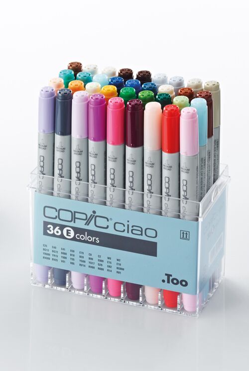 COPIC Ciao Coloured Marker Pen - Set Of 36 E, For Art & Crafts, Colouring, Graphics, Highlighter, Design, Anime, Professional & Beginners, Art Supplies & Colouring Books