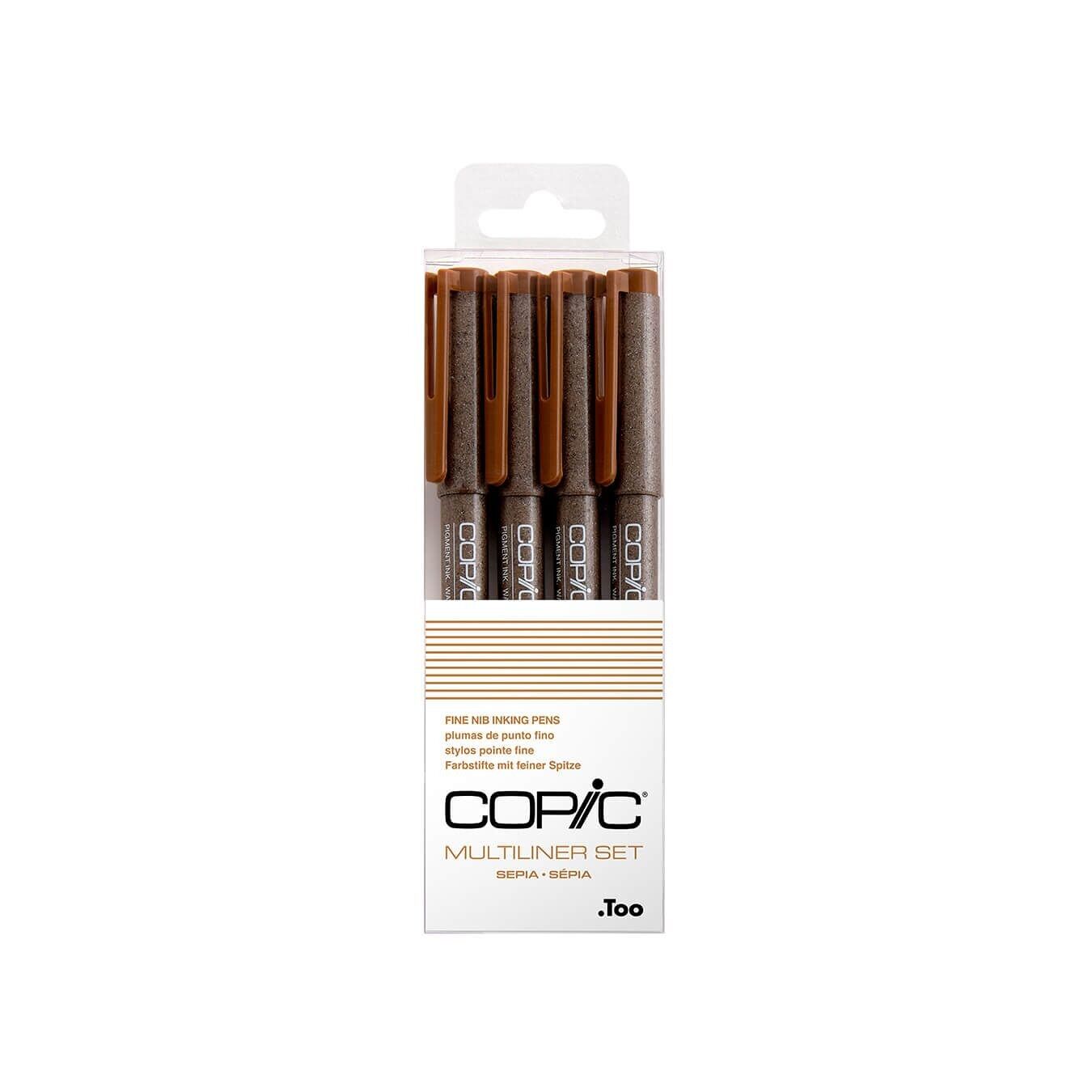 COPIC Multiliner Farbmarker - Sepia Set 4 Stk.sortiert, Für Kunst & Handwerk, Ausmalen, Grafik, Textmarker, Design, Anime, Profis & Anfänger, Künstlerbedarf & Malbücher