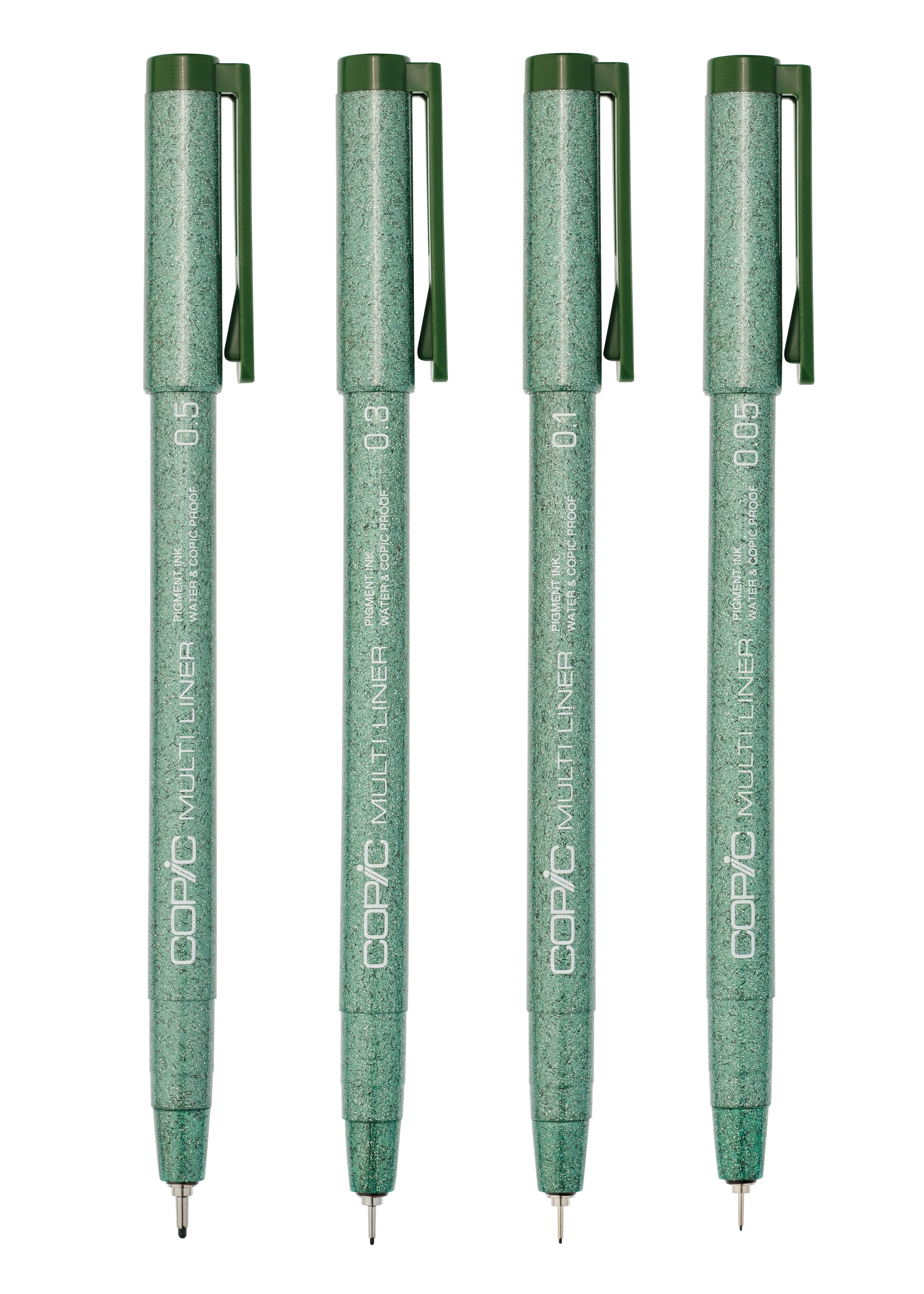 COPIC Multiliner Coloured Marker Pen - olive Set 4 pcs. assorted, For Art & Crafts, Colouring, Graphics, Highlighter, Design, Anime, Professional & Beginners, Art Supplies & Colouring Books